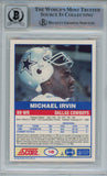 Michael Irvin Autographed 1989 Score #18 Rookie Card HOF Beckett 10 Slab 39273