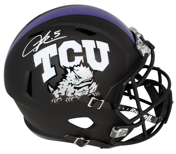 LADAINIAN TOMLINSON SIGNED TCU HORNED FROGS BLACK FULL SIZE SPEED HELMET BECKETT
