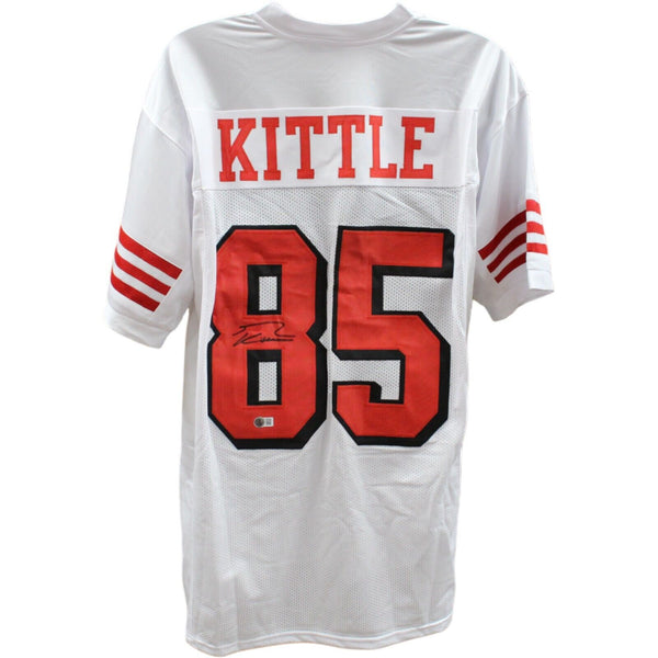 George Kittle Autographed/Signed Pro Style White XL Jersey Beckett 46424