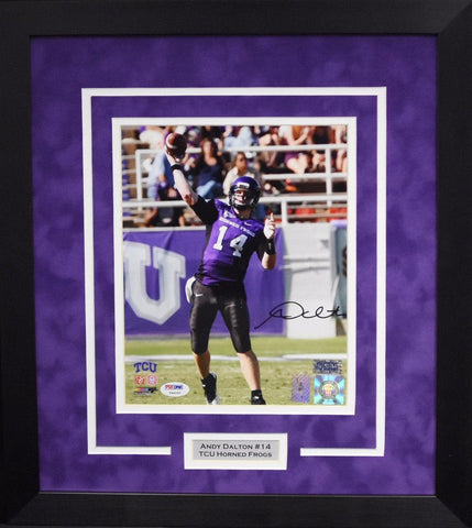 ANDY DALTON AUTOGRAPHED TCU HORNED FROGS 8x10 FRAMED PHOTO PSA/DNA