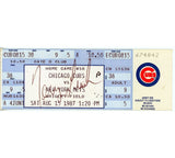 Terry Leach Signed Chicago Cubs vs New York Mets 8/15/1987 Ticket Stub