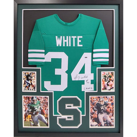 Lorenzo White Autographed Signed Framed Michigan State INK Jersey PLAYBALL