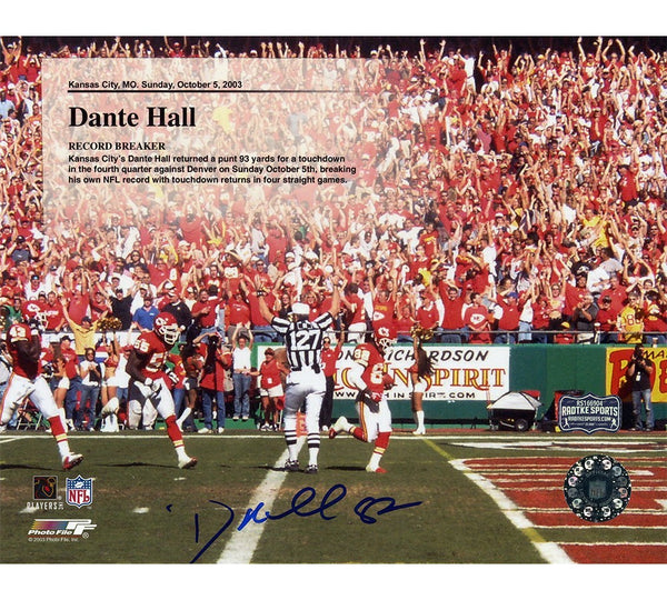 Dante Hall Signed Kansas City Chiefs Unframed 8x10 NFL Record Breaker Photo