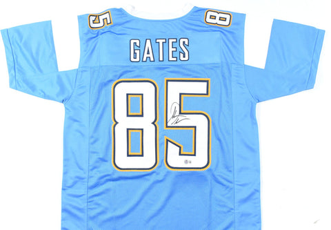 Antonio Gates Autographed Light Blue Pro Style Jersey- Beckett W Hologram *Black