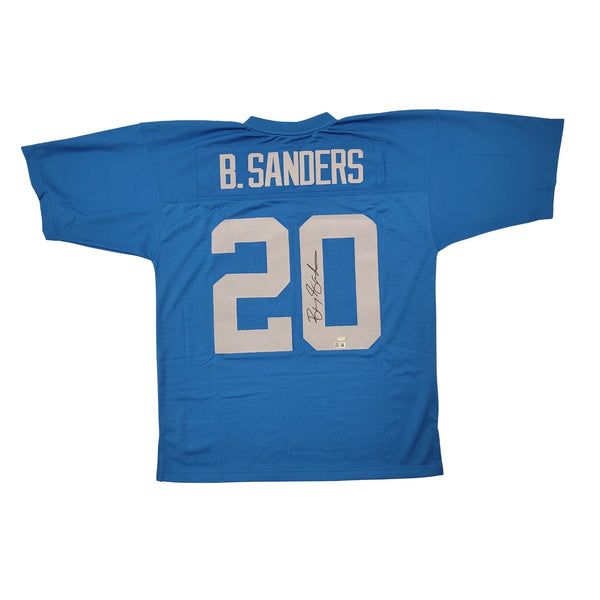 Barry Sanders Signed Detroit Lions 1994 Mitchell & Ness T/B Blue Jersey Beckett