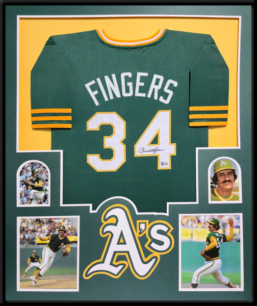 FRAMED OAKLAND A'S ROLLIE FINGERS AUTOGRAPHED SIGNED JERSEY BECKETT HOLOGRAM