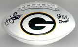 Packers JAMES JONES Signed Wilson White Panel Football AUTO w/ SB Champs - JSA