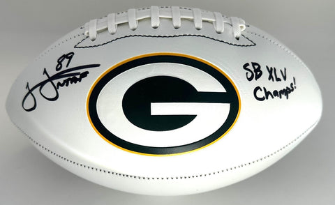 Packers JAMES JONES Signed Wilson White Panel Football AUTO w/ SB Champs - JSA