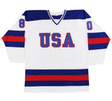 Multi-Signed 1980 USA Custom White Miracle On Ice Jersey with 7 Signatures