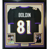 FRAMED Signed ANQUAN BOLDIN 35x39 Baltimore Black Jersey Beckett COA