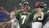 Boomer Esiason Signed New York Jets Green Jersey (Beckett)4xPro Bowl Quarterback