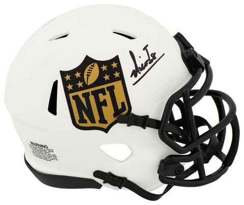 Nico Iamaleava Signed NFL Shield Logo LUNAR Riddell Speed Mini Helmet - (SS COA)