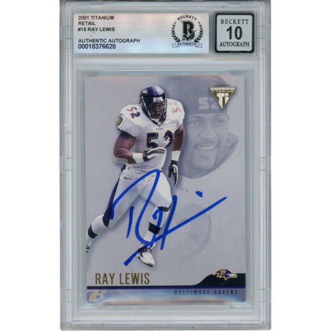 Ray Lewis Autographed 2001 Pacific Private Stock #15 Trading Card Beckett 53040