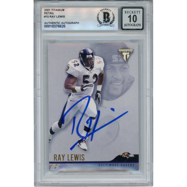 Ray Lewis Autographed 2001 Pacific Private Stock #15 Trading Card Beckett 53040