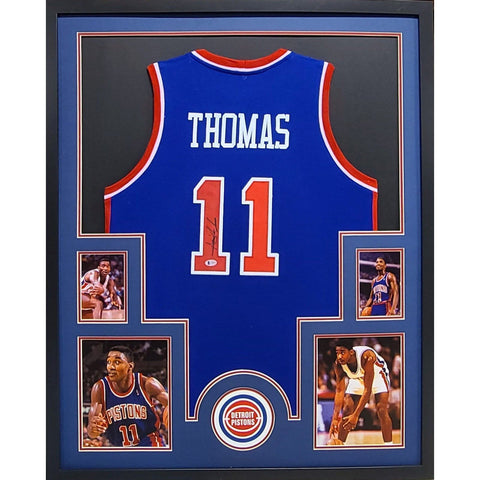 Isiah Thomas Detroit Pistons Autographed Signed Framed Jersey BECKETT BAS