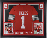 Justin Fields Signed Ohio State Buckeyes 35"x43" Framed Jersey (JSA COA) Jets QB