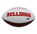 Terrell Davis Signed Georgia Bulldogs Embroidered Logo NCAA Football with "Go Da