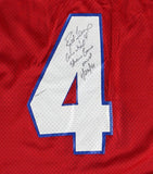 Brett Favre Signed East Shrine Auth Game Worn Red Jersey - Game Used Shrine Insc
