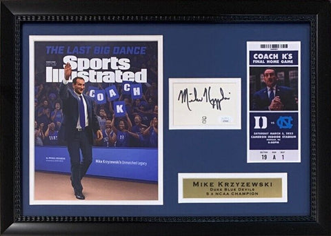 Mike Krzyzewski Coach K Autographed Duke Final Game Signed Photo Framed JSA 7