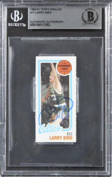 Celtics Larry Bird Authentic Signed 1980 Topps Singles #31 Card BAS Slabbed 1