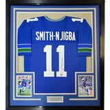 Framed Autographed/Signed Jaxon Smith-Njigba 35x39 Seattle Retro Jersey BAS COA