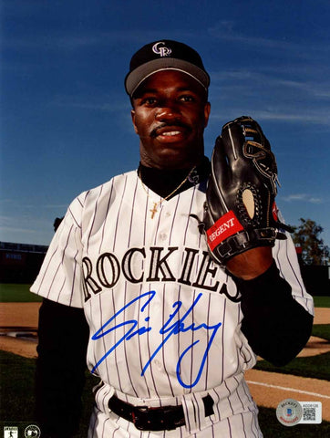 Eric Young Autographed/Signed Colorado Rockies 8x10 Photo Beckett 50393