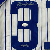 Framed Autographed/Signed Ferguson Jenkins 33x42 HOF Pinstripe Jersey JSA COA