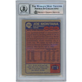 Joe Montana Autographed/Signed 1985 Topps #157 Slab Trading Card Beckett 49896