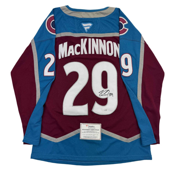 Autographed/Signed Nathan MacKinnon Avalanche Maroon Jersey Fanatics COA