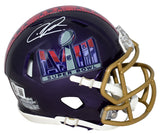 CHRIS JONES SIGNED KANSAS CITY CHIEFS SUPER BOWL 58 LVIII MINI HELMET BECKETT