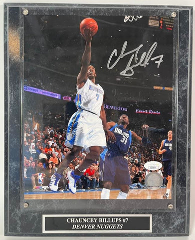 Chauncey Billups Autographed Denver Nuggets 8x10 Photo with Plaque JSA COA