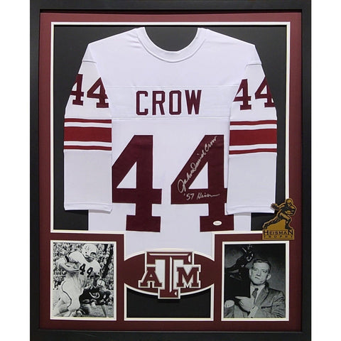 John David Crow Autographed Signed Framed Texas A&M Heisman LS Jersey JSA