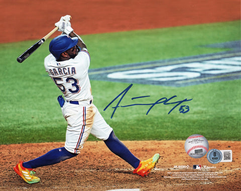 Adolis Garcia Autographed Texas Rangers 2023 World Series 8x10 Photo Beckett