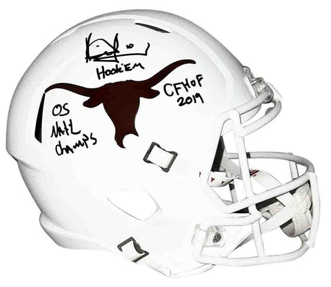 VINCE YOUNG SIGNED TEXAS LONGHORNS FULL SIZE SPEED HELMET W/ 3 INSCRIPTIONS