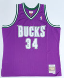 Mil Bucks RAY ALLEN Signed Official Mitchell & Ness Purple Jersey AUTO - BECKETT