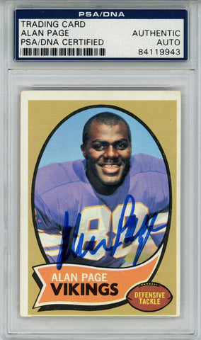 Alan Page Autographed 1970 Topps #59 Trading Card PSA Slab 43640