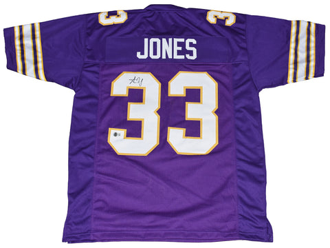 AARON JONES AUTOGRAPHED SIGNED MINNESOTA VIKINGS #33 PURPLE JERSEY BECKETT