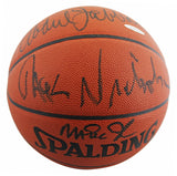 Jack Nicholson, Kareem Abdul-Jabbar & Magic Johnson Signed Basketball BAS LOA