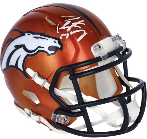 PEYTON MANNING Autographed Denver Broncos Flash Mini Speed Helmet FANATICS