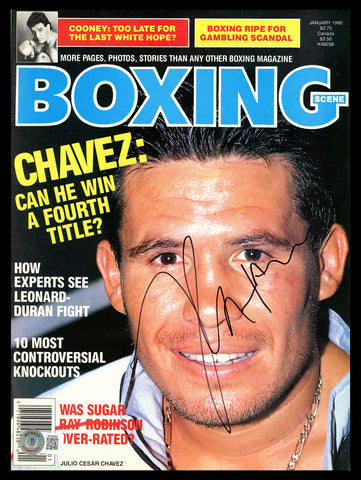 Julio Cesar Chavez Autographed Boxing Scene Magazine Beckett BAS QR #BH26985