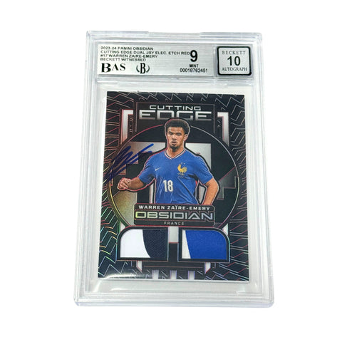 Warren Zaire-Emery Signed 2023 Panini Obsidian Cutting Edge Red /25 - BGS 9