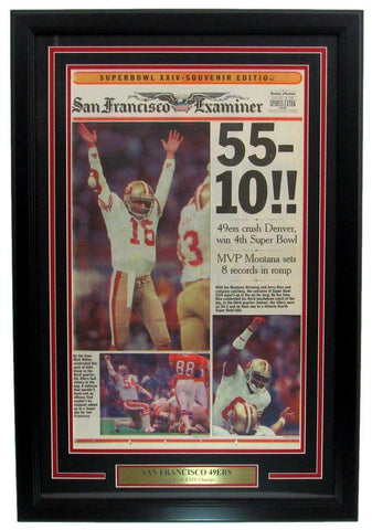 1990 San Francisco Examiner Newspaper 49ers Super Bowl XXIV Champs Framed 166169