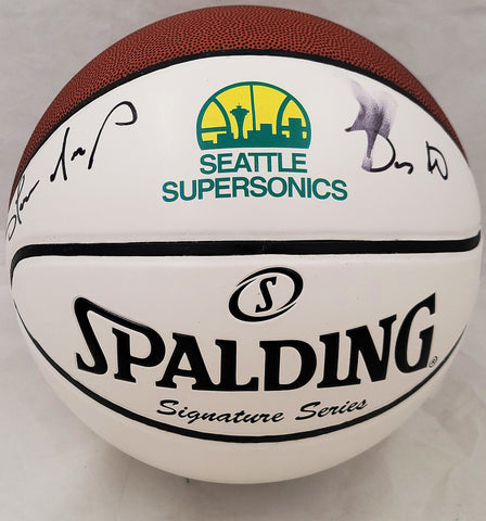 Gary Payton & Shawn Kemp Autographed Basketball Supersonics (Smudged) Beckett