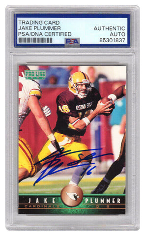 Jake Plummer Signed Cardinals 1997 Pro Line RC Football Card #279 w/Snake (PSA)