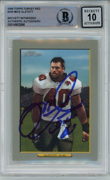 Mike Alstott Signed Tampa Bucs 1996 Topps Turkey #250 Beckett Auto 10 40733