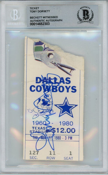 Tony Dorsett Autographed/Signed 11/27/1980 Ticket Stub Beckett 39414