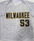 BRANDON WOODRUFF Signed Custom Replica Brewers Pinstripe Jersey AUTO - BAS
