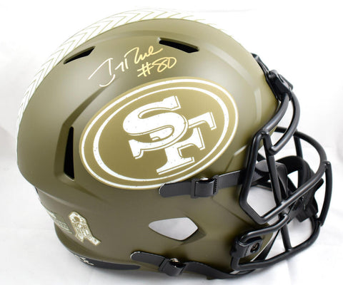 Jerry Rice Signed 49ers F/S Salute to Service Speed Helmet - Fanatics *Gold