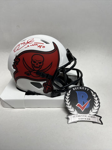 Mike Alstott Signed Tampa Bay Buccaneers Lunar Eclipse Mini Helmet Beckett