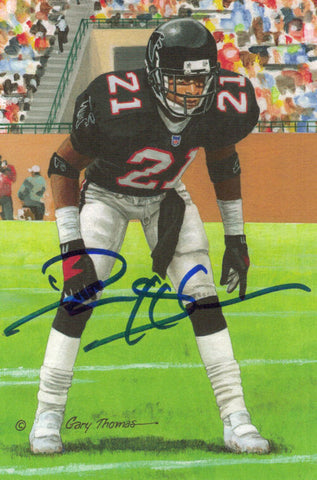 Deion Sanders Autographed/Signed Atlanta Falcons Goal Line Art Card Blue 13104